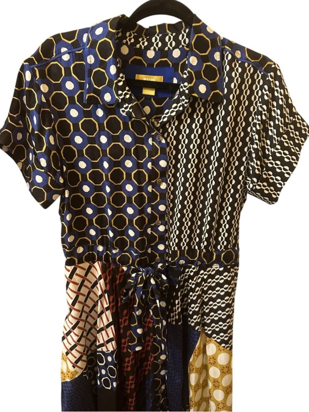 Maeve by Anthropologie Navy and Yellow Patterned Dress size S/m - Picture 6 of 13